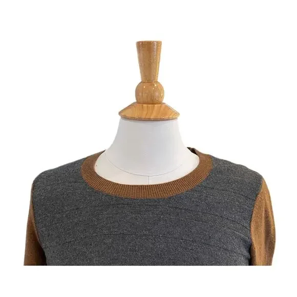 Toad & Co Lambswool Blend Colorblock Neutrals Trillium Crewneck Sweater, S - Picture 2 of 12